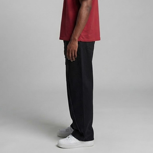 Wholesale daily wear Loose Wide Leg Streetwear Hip Hop Stretch man pant custom Embroidery Breathable solid black color man pant - Product Image 6