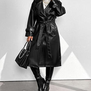 Manteau long en cuir pour femme de haute qualité, collection hiver, respirant, design personnalisable, coupe classique - Product Image 6