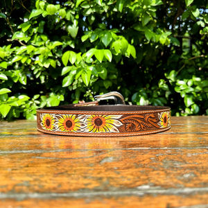 Ceinture en cuir véritable sculptée à motifs floraux classiques de style western de qualité supérieure pour hommes et femmes avec un travail artisanal vieilli, style de soirée - Product Image 4