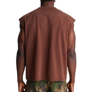 Custom <b>Rhinestone</b> Design Unisex Fashion Oversized Breathable High Quality New Arrival Tank <b>Top</b> Solid Color Cotton Tank <b>Top</b> - Product Image 3
