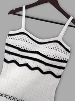 Nouvelles femmes été couleur affrontement bohème Slip robe évider robe portefeuille en tricot