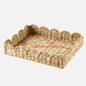 Plateau de service en rotin naturel tissé de qualité supérieure avec poignées plateau en osier rectangulaire décoratif pour Table basse ou décor à la maison - Product Image 6