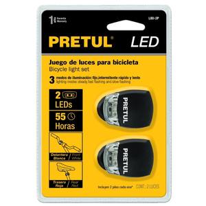 Ensemble de feux de vélo LED Pretul LIBI-2P avec 2 feux avant et arrière, alimentés par batterie, étanches IPx4, 4 modes d'éclairage pour - Product Image 1