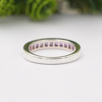Bague solitaire en argent sterling faite à la main avec pierre d'améthyste indienne, style vintage, certifiée par une tierce partie, bague unisexe