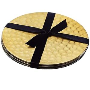 Hot Customization <b>Set</b> of 4 Pcs Metal Round Coaster in <b>Silver</b> Coffee <b>tea</b> Serving Platter Dining Table Decorative Coaster - Product Image 2