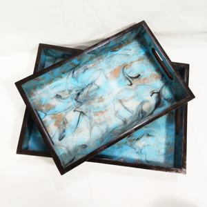 ถาดอีพ็อกซี่เรซินหรูหราในรูปแบบหมุนวนทะเลถาดจัดระเบียบอเนกประสงค์สำหรับตกแต่งบ้านห้องรับประทานอาหารและโต๊ะเครื่องแป้งใช้12" - Product Image 4