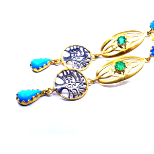 Luxury Fashionable 925 Sterling Silver Mix Gemstones Attractive Classic Ladies Wear Long <b>Earrings</b> - Product Image 3