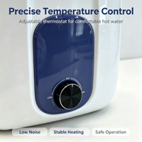 Mini chauffe-eau électrique pour évier, contrôle mécanique LED, chauffage rapide, économie d'énergie, protection contre la surchauffe, installation facile, classe