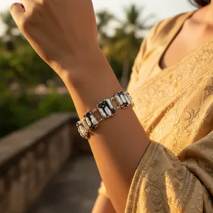 Bracelet élégant en argent 925 avec pierres naturelles et perles pour femme, cadeau - Product Image 2