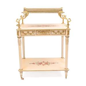 Chariot à thé en bois classique de luxe avec des détails dorés faits à la main, chariot de service - Product Image 1