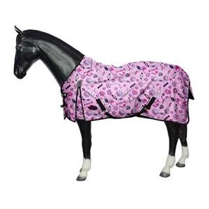 Couverture de cheval rose à motifs floraux avec rabat de queue moyen et 2 sangles de fixation, pour usage extérieur toutes saisons - Product Image 1