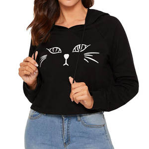 Sudadera con capucha recortada con logotipo personalizado para mujer Jersey Venta caliente 100% Sudadera con capucha de algodón con MOQ bajo - Product Image 5