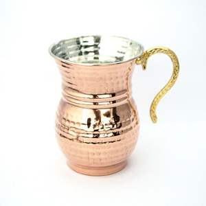 Carafe en cuivre martelé à la main de style ottoman pour le service des boissons, Surahi, cruche Maras couleur cuivre 1 et 2 litres - Product Image 4