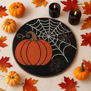 <b>Beaded</b> <b>Placemat</b> Handmade Round Charger for Luxury Dining & Holiday Decor Unique Piece Handmade <b>Beaded</b>, <b>Placemat</b>, Housewarming - Product Image 1