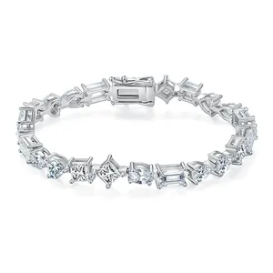 Commercio all'ingrosso GRA certificato braccialetto di alta gioielleria 0.5ct D/VS1 rotondo taglio ovale Moissanite diamante moda trapano a fila braccialetto per le donne