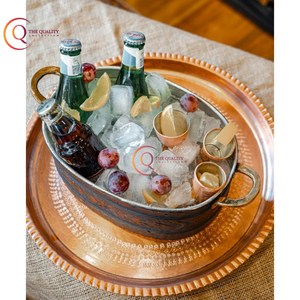 Cubo de hielo de estilo retro con acabado antiguo con asas de metal fundido de clasificación superior vendedor rápido cubo de hielo para Bar restaurante hoteles - Product Image 5