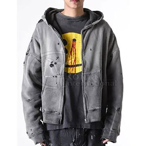 เสื้อฮู้ดดี้ผู้ชายแบบย้อมสีเอซิด สไตล์สตรีทแวร์ ลุคซีดจาง แบบสวมหัว มีบริการสกรีนโลโก้ตามสั่ง - Product Image 3