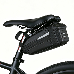 Bolsa de Sillín de Bicicleta Resistente, Portátil, Totalmente Impermeable, 500D+PVC, Correa Ajustable, Cierre de Cremallera, Bolsillo Interior con Cremallera, para Bicicleta de Montaña - Product Image 1