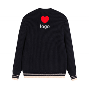 Suéter Cárdigan de Punto Personalizado de Alta Calidad, Unisex, Manga Larga, Cuello en V, Bordado de Corazón en Acrílico, Antiencogimiento, para Otoño - Product Image 5