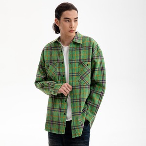 Chemise à carreaux à manches longues décontractée personnalisée 75% coton 20% polyester - Product Image 5