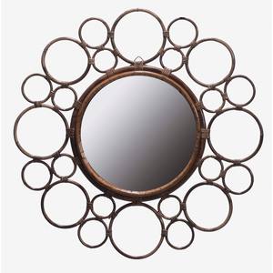 Espejo de pared de ratán redondo decorativo Espejo de acento bohemio hecho a mano para interiores modernos y clásicos - Product Image 1