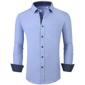 Chemise à boutons respirante au design unique pour hommes, chemises à boutons unies de couleur unie de style personnalisé en stock - Product Image 1
