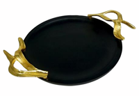 Plateau de service moderne de luxe en bois et aluminium, écologique, sans BPA, personnalisable, pour la maison, l'hôtel, le Ramadan, les mariages, Diwali