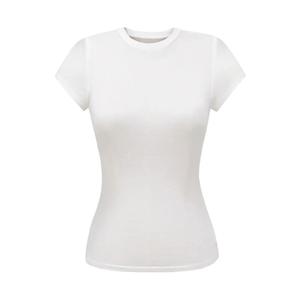 T-shirt de sport gris à manches courtes, coupe slim basique, pour femme, avec logo personnalisé, prix usine Chine, Bangladesh - Product Image 3