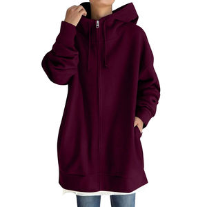 Sudaderas con capucha largas para mujer de calidad superior Tela de punto transpirable con cuello con capucha Venta caliente Técnicas impresas en línea - Product Image 4