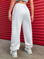 Nouveau design, pantalon de survêtement décontracté d'hiver pour femme, 100 % coton molletonné, couleur unie, taille mi-haute, devant plat classique