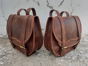 Alforjas de cuero para motocicleta Alforjas de búfalo marrón Alforjas 2 bolsas laterales - Product Image 2