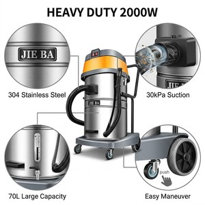 <span class=keywords><strong>Aspirateur</strong></span> industriel en acier inoxydable 2000W, grande capacité 70L - Usage commercial, humide et sec, robuste pour lavage de voitures, usine, atelier - Product Image 2