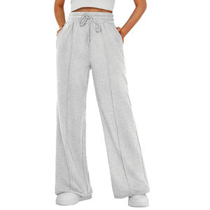 Pantalon de jogging pour femme, taille mi-haute, style streetwear hiver, ample, décontracté, coupe droite, jambe large, taille élastique, en molleton, pour le sport - Product Image 5