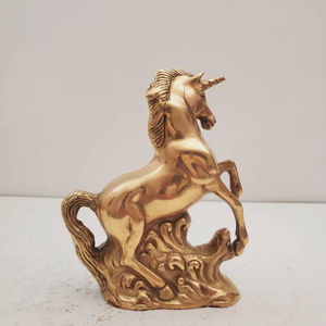 Figurine de licorne en laiton massif vintage, écologique, années 1960, MCM, statue personnalisée, presse-papier pour la décoration de la maison - Product Image 1