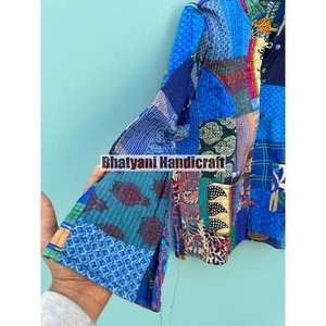 Chaqueta acolchada de algodón Unisex hecha a mano India transpirable Reversible ligero cálido capas todas las estaciones diseño de retazos - Product Image 4