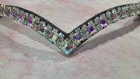 Bandeau de tête en cuir pour cheval avec décoration en strass, tailles personnalisables, équipement équestre haut de gamme
