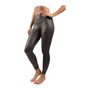 Pantalon de jogging élastique en PU de haute qualité pour femmes-Leggings de yoga de fitness d'hiver avec patch de rue décorations mi-plates - Product Image 2