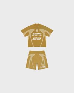 Conjuntos de dos piezas con estampado personalizado Camisetas de entrenamiento de verano ligeras ecológicas de moda Pantalones cortos Chándales de invierno de talla grande - Product Image 2