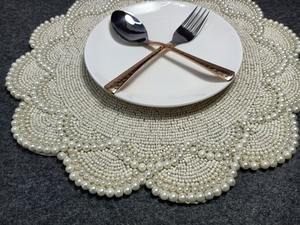 Best Seller Handmade Embroidery Eco-Friendly Luxury Beaded Placemats Indian Style Glass Stone Coasters Custom Wedding <b>Table</b> - Product Image 6