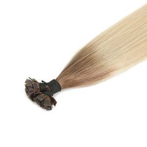 Extensions de cheveux brésiliennes Remy 12A I-Tip lisses # R8/1001 Root Stretch Brun & Blond Perle - Product Image 3