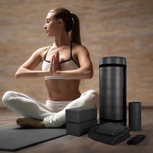 Set Yoga 7 Pezzi BalanceFrom Nero, Accessori Fitness con Tappetino, Cinghia Elastica e Ginocchiere - Product Image 6