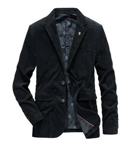 Blazers de pana de lujo para hombre, traje informal ajustado, vestido de oficina social de negocios, abrigo, chaqueta de calle de Color sólido - Product Image 6