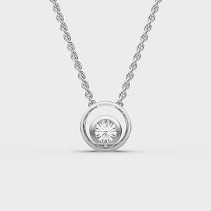 จี้เพชรทรงกลมฝังแบบ Bezel Set เพชรเลี้ยงในห้องปฏิบัติการ ตัวเรือนเงินแท้ 925 ชุบโรเดียม เครื่องประดับผู้หญิงทันสมัย - Product Image 4