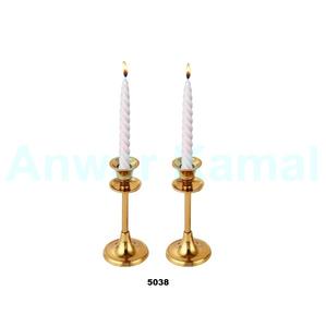 Set of 2 Gold Metal <b>Taper</b> <b>Candle</b> <b>Holders</b> Candlestick <b>Holders</b> for Homes, Hotels Dinning Table Decor - Product Image 1