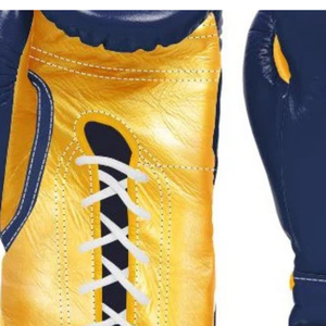 Guantes de Boxeo con Cordones Winning, Color Azul Marino y Dorado, Cuero Genuino de Primera Calidad, Guantes Profesionales para Entrenamiento y Sparring, Estilo Japonés, 8oz 16oz - Product Image 4