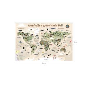 แผนที่โลกสำหรับเด็กสีเบจแบบส่วนตัว ขนาด 60 x 40 ซม. สำหรับติดผนัง - Product Image 2