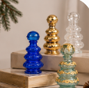 Ornements de Noël en verre de luxe avec décoration en métal doré, décorations artisanales pour la maison, objets de collection pour la décoration de Noël - Product Image 4