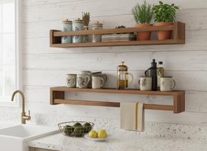 Estante Flotante de Madera Maciza 100% para Baño y Sala de Estar, Repisa Flotante de Pared, Repisa de Pared para Almacenamiento de Vajilla y Ollas - Product Image 5