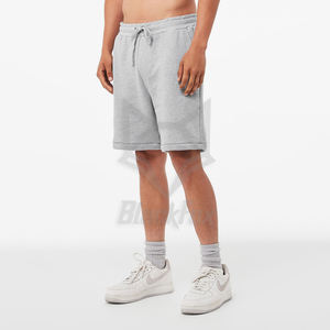 Short de survêtement tissé écologique pour hommes, long cordon de serrage, logo personnalisé, imprimé par transfert de chaleur, vêtements de rue en coton et polyester à motif uni - Product Image 2