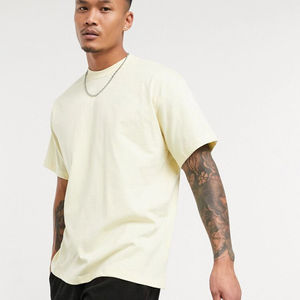 2025 GSM hommes surdimensionné 100% coton motif T-Shirt goutte épaule faux col côtelé lourd tricoté écologique Anti-rides - Product Image 2